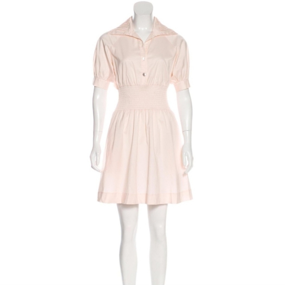 Diane von Furstenberg Pale Pink Cinch Shirred Ruched Waist Dress Women's 2 EUC